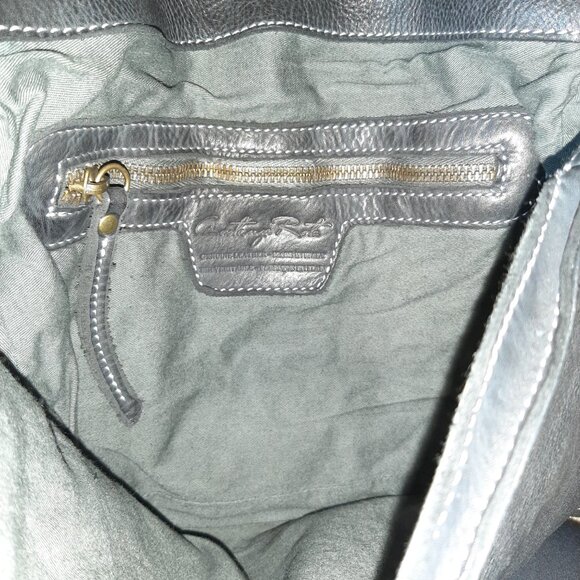 Costanza Rota Black Leather and Brass Stud Crossbody Messenger Flap Bag - Picture 9 of 12